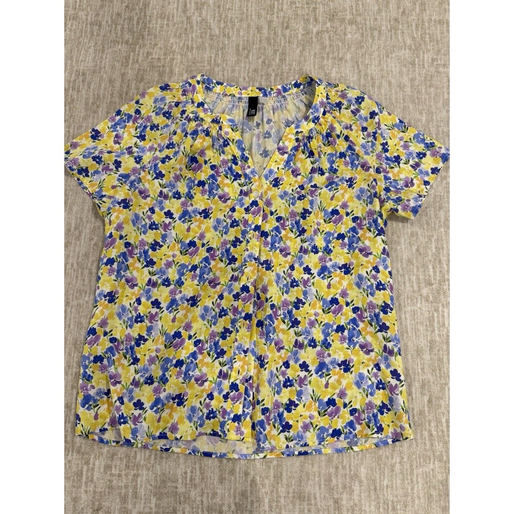Kut From The Cloth Womens Floral Blouse Size MediumShort Sleeve